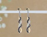 0.32 Carat (ctw) Round Black & White Diamond Ladies Infinity Drop Earrings 1/3 CT 18K Yellow Gold