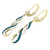 0.15 Carat (ctw) Round Blue & White Diamond Ladies Infinity Drop Earrings 10K Yellow Gold