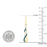 0.15 Carat (ctw) Round Blue & White Diamond Ladies Infinity Drop Earrings 10K Yellow Gold