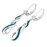 0.15 Carat (ctw) Round Blue & White Diamond Ladies Infinity Drop Earrings Sterling Silver