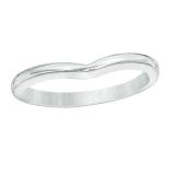 Ladies Anniversary Wedding Stackable Guard Chevron Plain Band, 14K White Gold