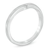 Ladies Anniversary Wedding Stackable Guard Chevron Plain Band, 14K White Gold