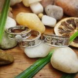 0.15 Carat (ctw) Round White Diamond Men & Women's Engagement Ring Trio Bridal Set Sterling Silver