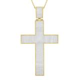 2.50 Carat (ctw) Round White Diamond Men's Hip Hop Religious Cross Pendant 10K Yellow Gold