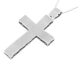 2.50 Carat (ctw) Round White Diamond Men's Hip Hop Religious Cross Pendant Sterling Silver