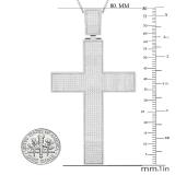 2.50 Carat (ctw) Round White Diamond Men's Hip Hop Religious Cross Pendant Sterling Silver