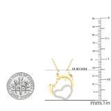 0.15 Carat (ctw) Round Diamond Ladies Dolphin Heart Pendant (Gold Chain Included) 14K Yellow Gold
