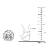0.15 Carat (ctw) Round Diamond Ladies Dolphin Heart Pendant (Silver Chain Included) Sterling Silver