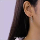 0.20 Carat (ctw) Round White Diamond Ladies Flame-shaped Dangling Drop Earrings 1/5 CT 14K White Gold