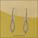 0.20 Carat (ctw) Round White Diamond Ladies Flame-shaped Dangling Drop Earrings 1/5 CT 14K White Gold