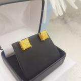 0.25 Carat (ctw) Round Yellow Diamond Dice Shape Mens Stud Earrings 1/4 CT Yellow Gold Plated Silver