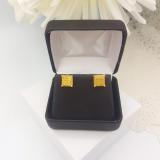 0.25 Carat (ctw) Round Yellow Diamond Dice Shape Mens Stud Earrings 1/4 CT Yellow Gold Plated Silver
