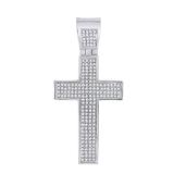 0.50 Carat (ctw) Round White Diamond Mens Cross Charm Pendant 1/2 CT Sterling Silver