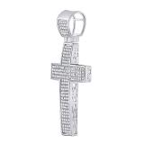 0.50 Carat (ctw) Round White Diamond Mens Cross Charm Pendant 1/2 CT Sterling Silver
