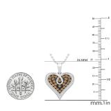 0.52 Carat (ctw) Round Champagne & White Diamond Ladies Heart Pendant 1/2 CT 18K White Gold