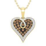 0.52 Carat (ctw) Round Champagne & White Diamond Ladies Heart Pendant 1/2 CT 10K Yellow Gold