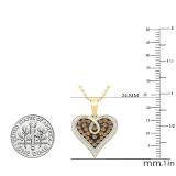 0.52 Carat (ctw) Round Champagne & White Diamond Ladies Heart Pendant 1/2 CT 10K Yellow Gold