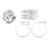 0.42 Carat (ctw) Round White Diamond Men & Women's Engagement Ring Trio Bridal Set Sterling Silver