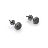 0.25 Carat (ctw) Round Black Diamond Hip Hop Mens Stud Earrings 1/4 CT Black Plated 10K White Gold