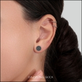 0.33 Carat (ctw) Round Black Diamond Hip Hop Mens Stud Earrings 1/3 CT Black Plated Sterling Silver
