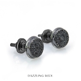 0.33 Carat (ctw) Round Black Diamond Hip Hop Mens Stud Earrings 1/3 CT Black Plated Sterling Silver