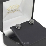 0.33 Carat (ctw) Round Black Diamond Hip Hop Mens Stud Earrings 1/3 CT Black Plated Sterling Silver