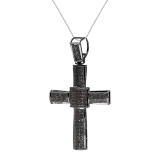 2.50 Carat (ctw) Round Black Diamond Ladies Cross Pendant, Black Rhodium Plated Sterling Silver