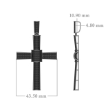 2.50 Carat (ctw) Round Black Diamond Ladies Cross Pendant, Black Rhodium Plated Sterling Silver