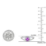5.6 MM Round Amethyst & White Diamond Ladies Bridal Split Shank Engagement Ring, 10K White Gold