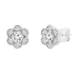 0.45 Carat (ctw) Round White Diamond Ladies Cluster Flower Stud Earrings 1/2 CT 14K White Gold