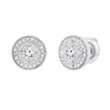 0.30 Carat (ctw) Round White Diamond Frame Ladies Cluster Stud Earrings 1/3 CT 10K White Gold