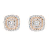 0.25 Carat (ctw) Round Diamond Ladies Cluster Cushion Frame Stud Earrings 1/4 CT 10K Rose Gold