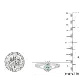 5X3 MM Oval Aquamarine & Round Diamond Ladies Halo Split Shank Engagement Ring, Sterling Silver