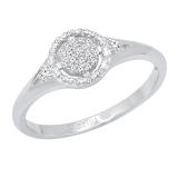 0.15 Carat (ctw) Round White Diamond Ladies Cluster Flower Bridal Engagement Ring 10K White Gold