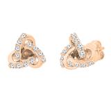 0.28 Carat (ctw) Round White Diamond Love Knot Stud Earrings 1/4 CT 10K Rose Gold