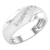Round White Diamond 7 Stone Cathedral Style Anniversary Wedding Band for Men (0.22 ctw Color I-J Clarity I2-I3) in 925 Sterling Silver