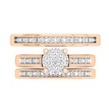 0.25 Carat (ctw) Round White Diamond Men & Womens Cluster Ring Trio Set 1/4 CT 18K Rose Gold