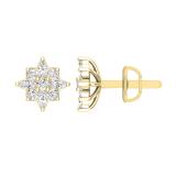 0.35 Carat (ctw) Round & Marquise Diamond Ladies Flower Shaped Stud Earrings 1/3 CT 18K Yellow Gold