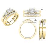 0.95 Carat (ctw) Princess Round & Baguette Diamond Ladies Engagement Ring Set 1 CT 18K Yellow Gold
