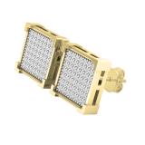 0.25 Carat (ctw) Round White Diamond Square Shape Mens Hip Hop Stud Earring 1/4 CT 10K Yellow Gold