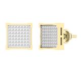 0.25 Carat (ctw) Round White Diamond Square Shape Mens Hip Hop Stud Earring 1/4 CT 10K Yellow Gold
