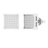 0.25 Carat (ctw) Round White Diamond Square Shape Mens Hip Hop Stud Earring 1/4 CT Sterling Silver