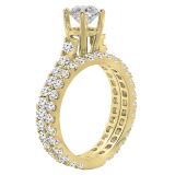 2.40 Carat (ctw) Round White Diamond Ladies Eternity Engagement Bridal Ring Set 18K Yellow Gold