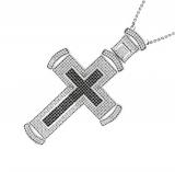 1.38 Carat (ctw) Round Black & White Diamond Mens Hip Hop Religious Cross Pendant Sterling Silver