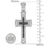 1.38 Carat (ctw) Round Black & White Diamond Mens Hip Hop Religious Cross Pendant Sterling Silver