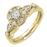 0.33 Carat (ctw) Round White Diamond Ladies Engagement Ring Band Set 1/3 CT 18K Yellow Gold