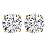 0.20 Carat (ctw) Round White Diamond Ladies Solitaire Stud Earrings 1/5 CT 10K Yellow Gold