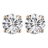 0.20 Carat (ctw) Round White Diamond Ladies Solitaire Stud Earrings 1/5 CT 14K Rose Gold