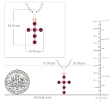 Round Ruby & White Diamond Ladies Cross Pendant (Silver Chain Included), 10K Rose Gold