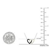 0.10 Carat (ctw) Round Black & White Diamond Ladies Double Heart Pendat 1/10 CT 14K Yellow Gold